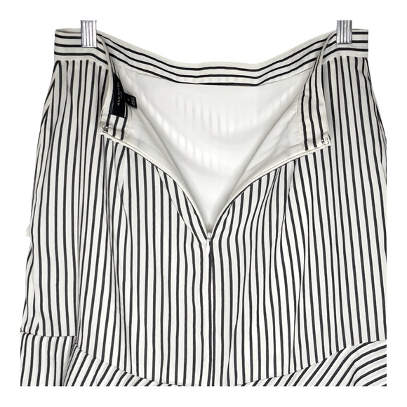 Ann Taylor Cream and Black Stripe Ruffle High Low Skirt size 6P - Picture 7 of 10